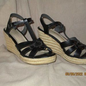 Rock & Candy size 7.5 black leather strap shoe.   3 inch platform heel.